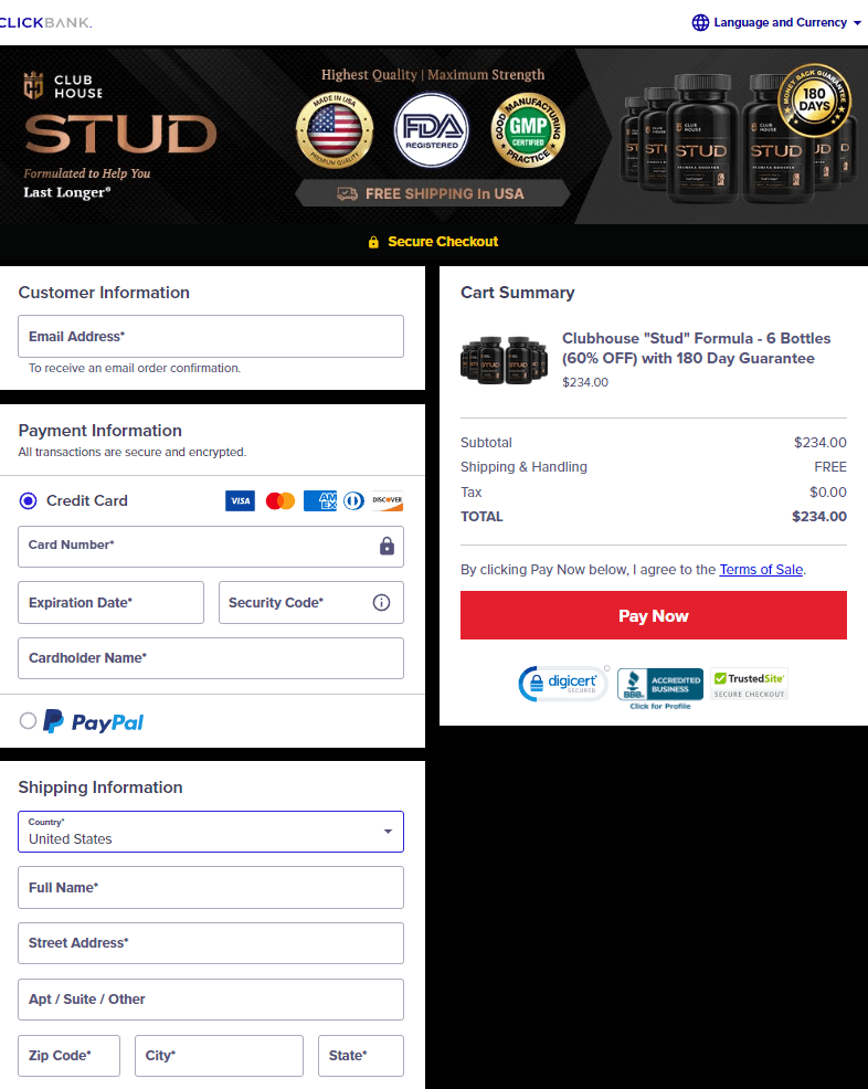 clubhouse stud order page 